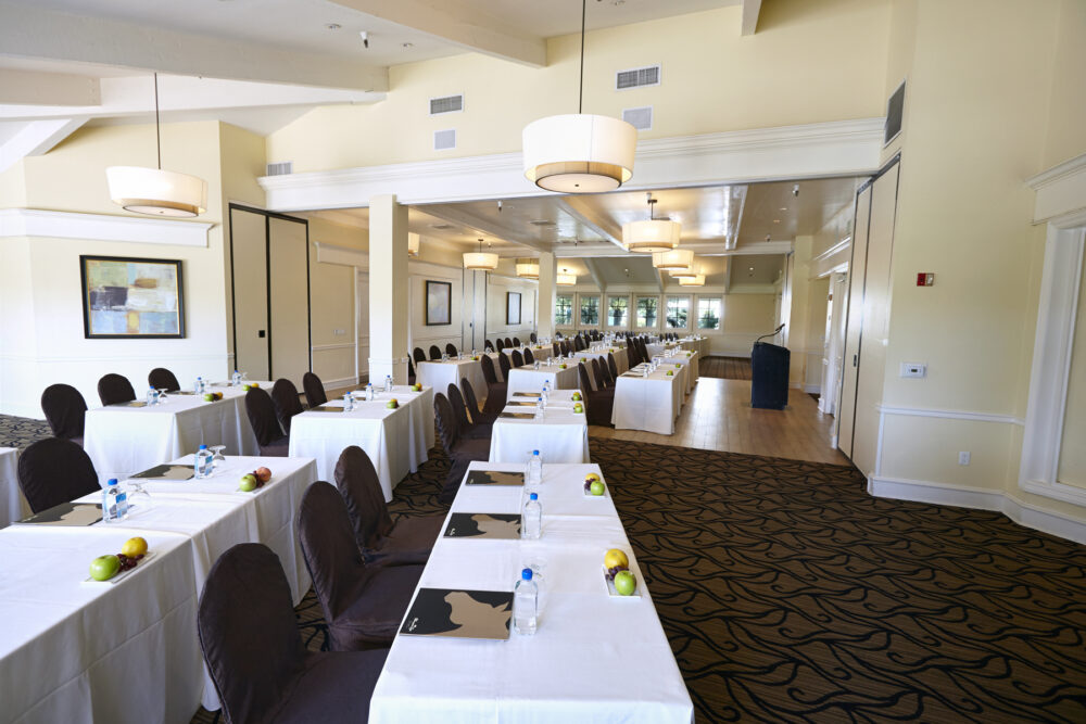 conference tables and chairs with linen